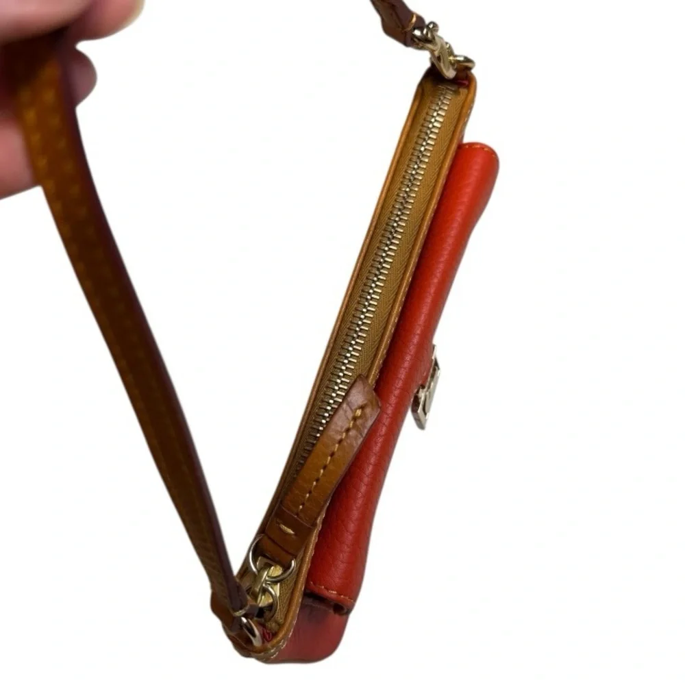 Dooney & Bourke Pebble Grain Large Slim Wristlet Orange Tan - Picture 5 of 9
